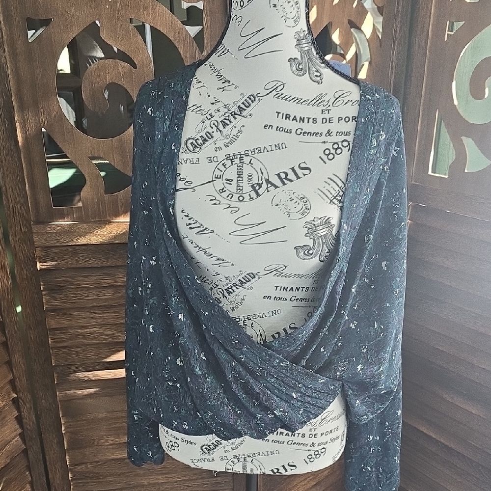 Veronica M Women's Wrap Blouse - Blue and Green - Picture 4 of 6